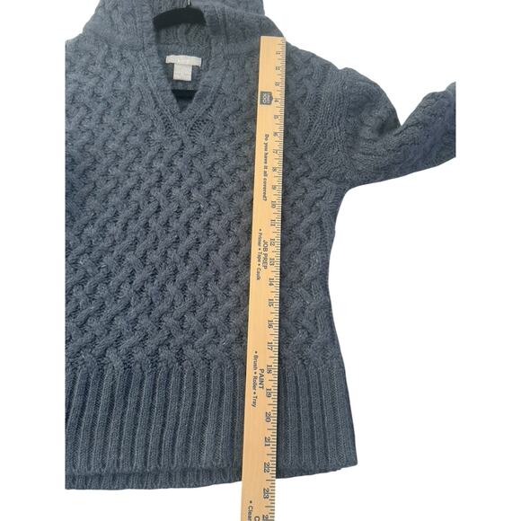 Kenji Womens Medium Blue Wool Alpaca Blend Hooded Cable Knit Sweater #5746 - Picture 8 of 12